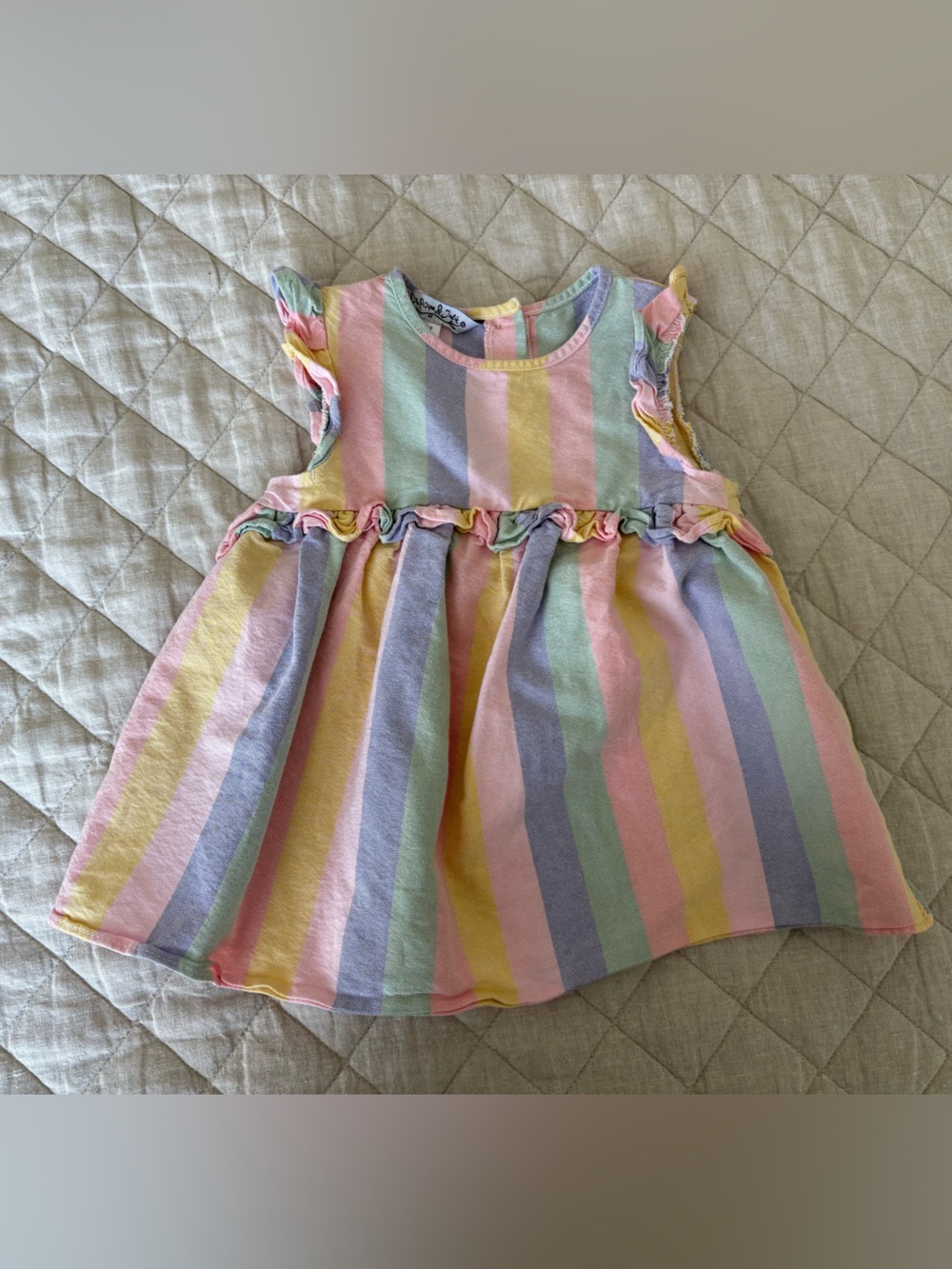 Pastel Rainbow Striped Ruffle Dress